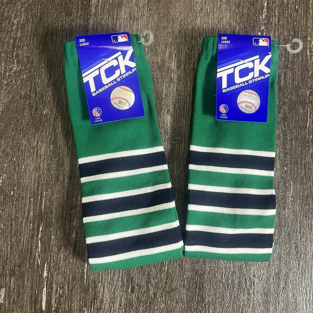 Lot‎ Of 2 TCK Baseball Stirrups Large 700 Pro Green Navy Blue White USA MADE NEW